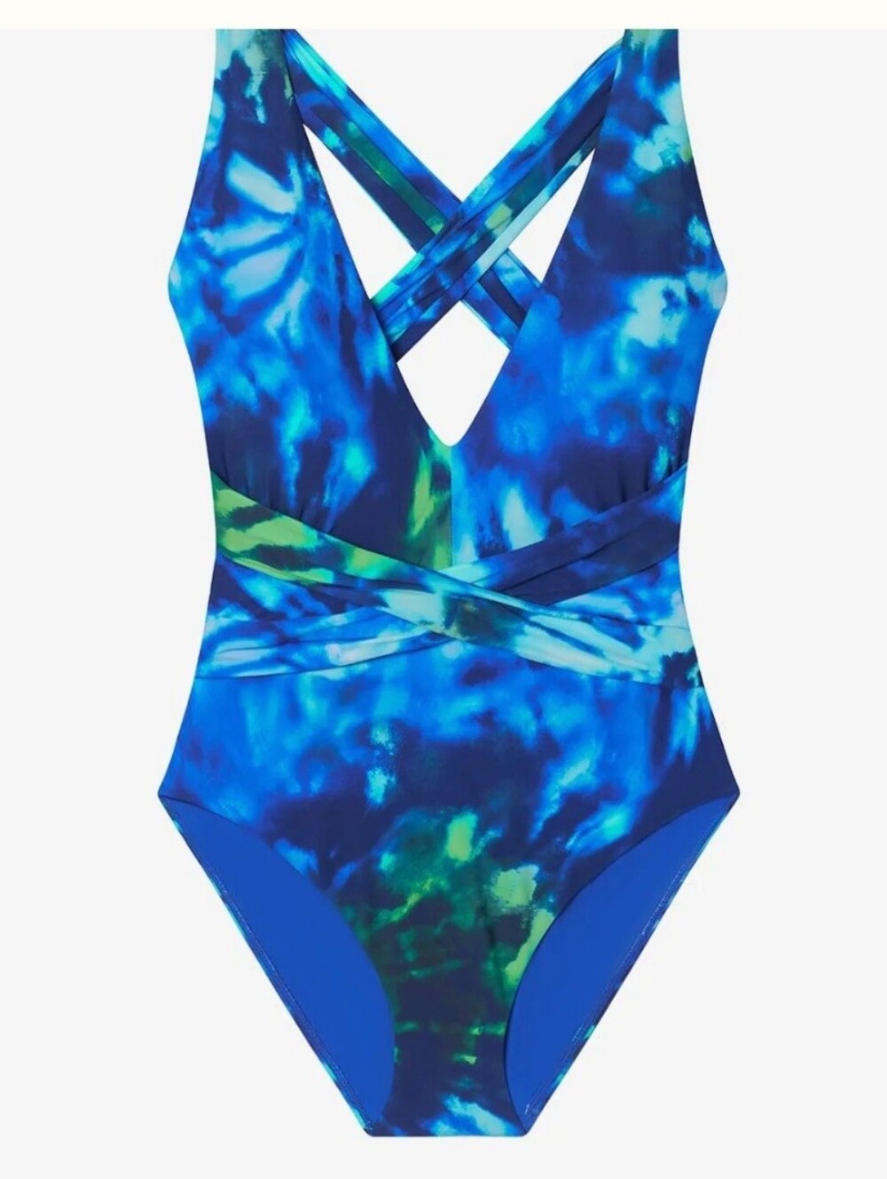 Mimi Flamingo Saltwater Tie Dye Wren Plunge Neck Cross Back Halter One Piece Swi